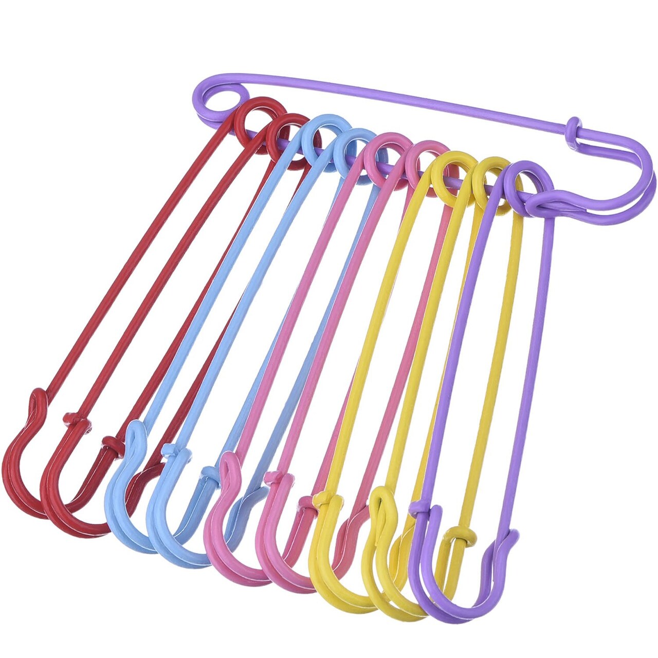 Steel Safety Pins Blanket Pins 4 Inch Extra Large, 5 Colors 10 Pieces